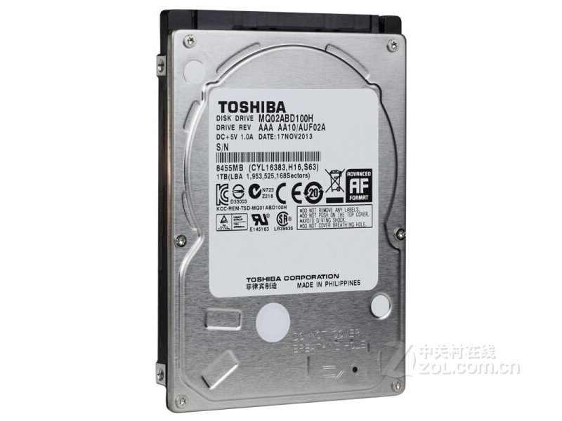 【高清图】 东芝(toshiba)1tb 5400转 64m(mq02abd100h)硬盘外观 图3