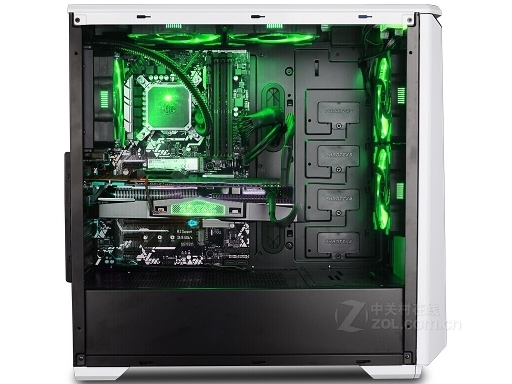 【高清图】 phanteks(phanteks)追风者416钢化玻璃静音水冷机箱整体
