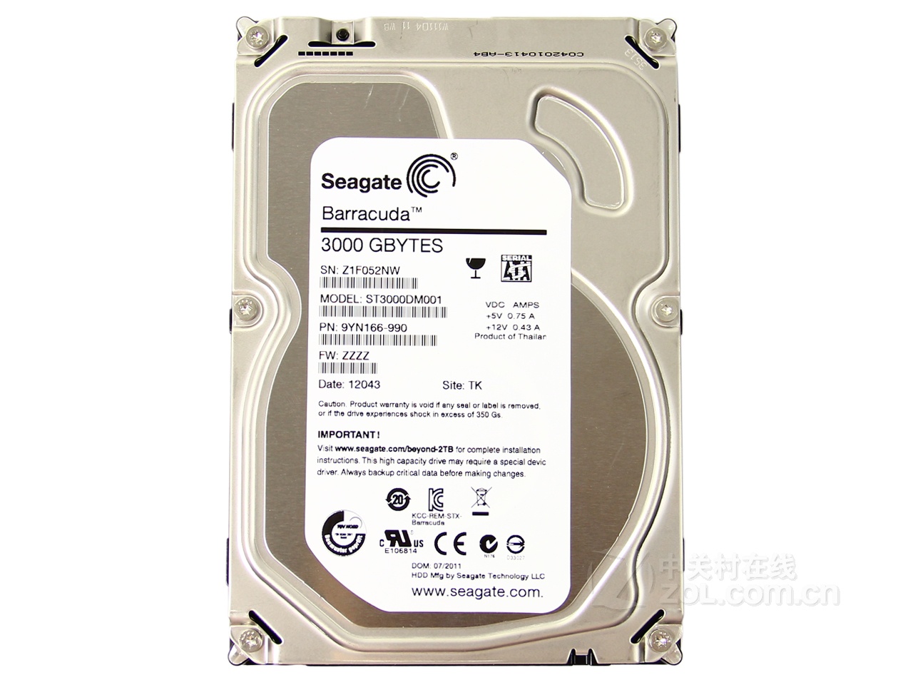 【希捷 barracuda 3tb 7200转 64mb(st3000dm001)】希捷 barracuda