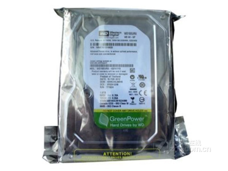 西部数据1TB 7200转 64MB SATA3 监控级硬盘（WD10EURX） - 图片 1